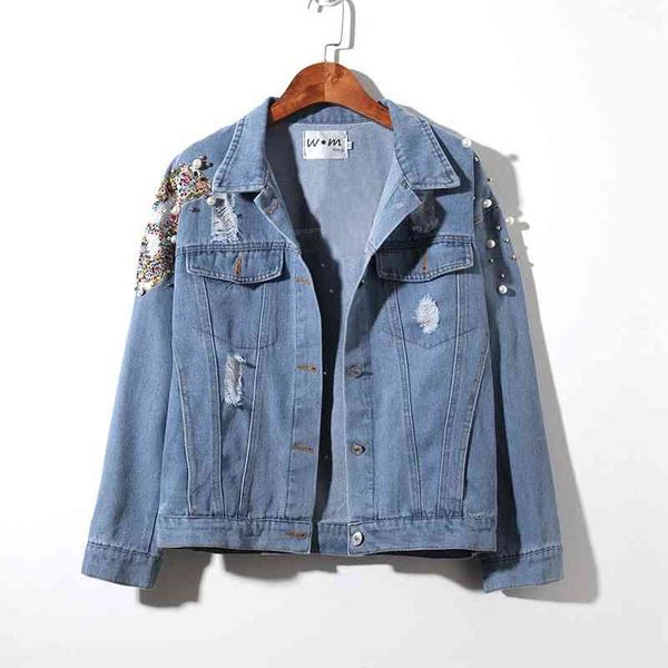 autumn spring fashion high street women long sleeve beading sequins hole denim coat female jacket a275 210428, Black;brown
autumn spring fashion high street women long sleeve beading sequins hole denim coat female jacket a275 210428, Black;brown