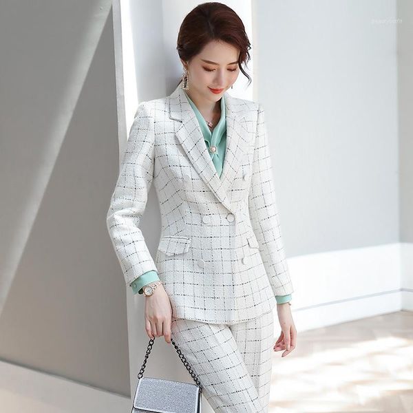 women's suits & blazers autumn korean weaving tweed blazer suit jacket pant for women formal set womens, White;black
women's suits & blazers autumn korean weaving tweed blazer suit jacket pant for women formal set womens, White;black