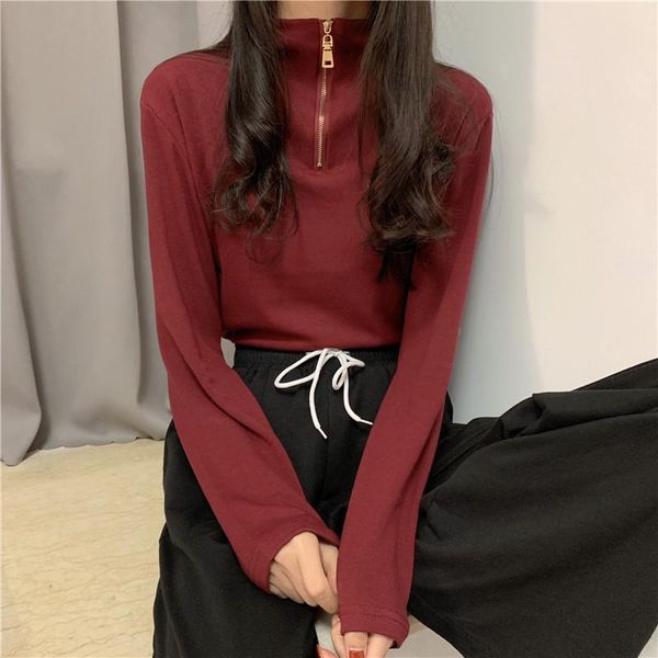 women's t-shirt spring t shirt womens solid simple basic zipper casual female long sleeve turtleneck korean fashion tee femme, White
women's t-shirt spring t shirt womens solid simple basic zipper casual female long sleeve turtleneck korean fashion tee femme, White