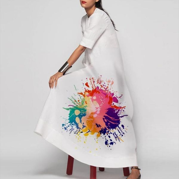 vintage floral print long dress women cami spring casual round neck party elegant short sleeve loose maxi dresses vestidos, White
vintage floral print long dress women cami spring casual round neck party elegant short sleeve loose maxi dresses vestidos, White