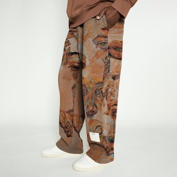 men's pants retro aesthetic eye oil painted trouser mid-waist loose 2021 drawstring straight casual streetwear men, Black
men's pants retro aesthetic eye oil painted trouser mid-waist loose 2021 drawstring straight casual streetwear men, Black