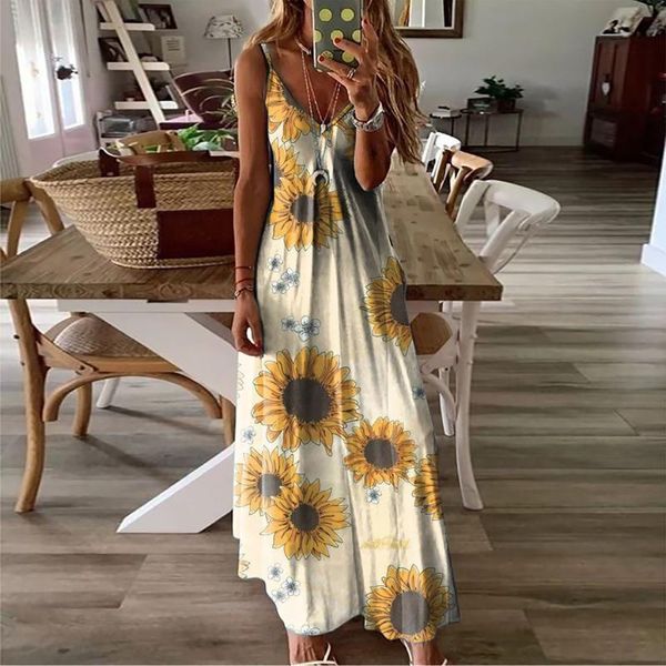 casual dresses sunflower print maxi dress women's sleeveless spaghetti strap v-neck tank long plus size summer robe femme, Black;gray
casual dresses sunflower print maxi dress women's sleeveless spaghetti strap v-neck tank long plus size summer robe femme, Black;gray