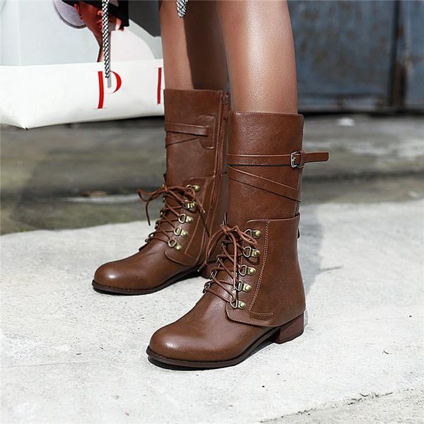 boots ymechic 2021 autumn winter mid calf low chunky heels womens shoes cross tied buckle strap biker motorcycle brown black 43
boots ymechic 2021 autumn winter mid calf low chunky heels womens shoes cross tied buckle strap biker motorcycle brown black 43