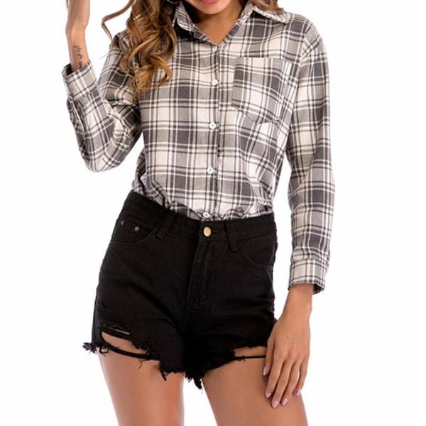 spring autumn woman shirt long sleeves and turn-down plaid female casual blouse women's blouses & shirts, White
spring autumn woman shirt long sleeves and turn-down plaid female casual blouse women's blouses & shirts, White