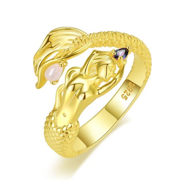 cluster rings 925 sterling silver gold color moon stone mermaid open size finger adjustable make for women fashion jewelry, Golden;silver
cluster rings 925 sterling silver gold color moon stone mermaid open size finger adjustable make for women fashion jewelry, Golden;silver