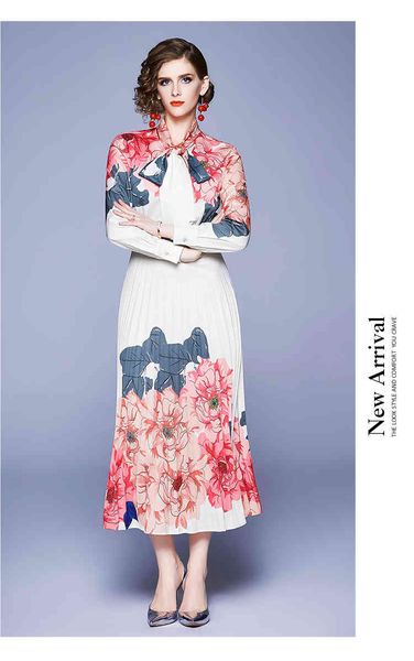 casual dresses fashion runway designer maxi women's long sleeve bow collar elegant rose floral printed pleated dress sf80, Black;gray
casual dresses fashion runway designer maxi women's long sleeve bow collar elegant rose floral printed pleated dress sf80, Black;gray