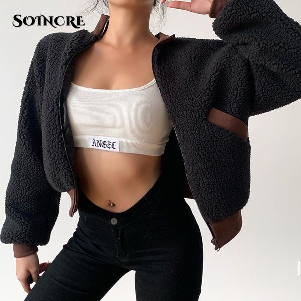 women's jackets fashion patchwork lambswool jacket women 2021 autumn winter stand collar zipper warm thick casual streetwear solid soft, Black;brown
women's jackets fashion patchwork lambswool jacket women 2021 autumn winter stand collar zipper warm thick casual streetwear solid soft, Black;brown