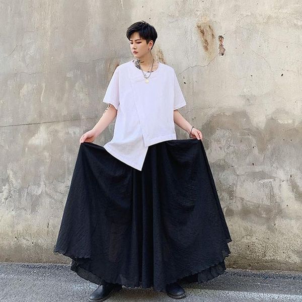 four seasons dark yamamoto style double layer design men's loose casual pants hairdresser young and women's skirt tr, Black
four seasons dark yamamoto style double layer design men's loose casual pants hairdresser young and women's skirt tr, Black