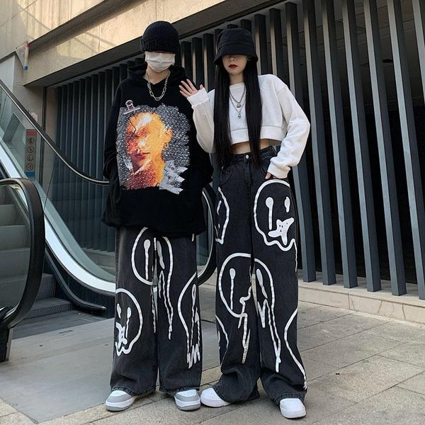 women's jeans 2021 autumn korean fashion ins street hip-hop dark printing graffiti wash loose casual denim pants woman long trousers, Blue
women's jeans 2021 autumn korean fashion ins street hip-hop dark printing graffiti wash loose casual denim pants woman long trousers, Blue