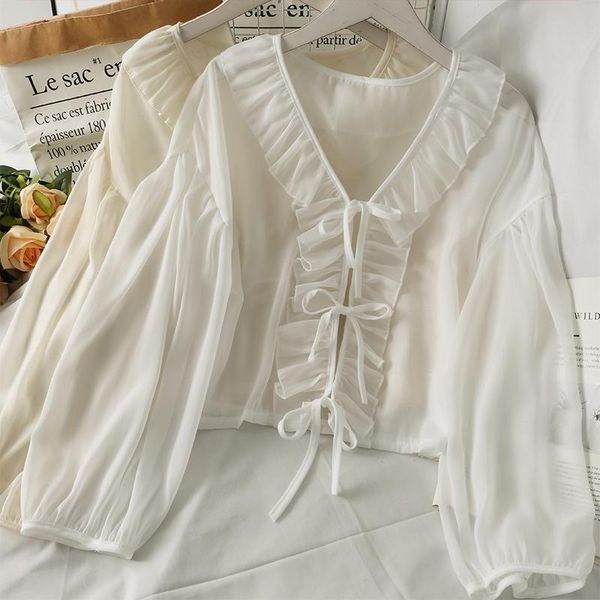 women's blouses & shirts women fashion outdoor casual long sleeve open mesh blouse ladies ol sweet girls student elegant daily basic, White
women's blouses & shirts women fashion outdoor casual long sleeve open mesh blouse ladies ol sweet girls student elegant daily basic, White
