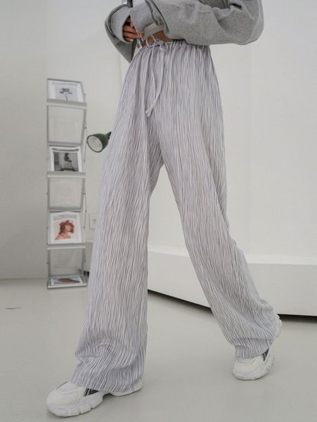 dazy drawstring waist allover print pants f4du#, Black;white