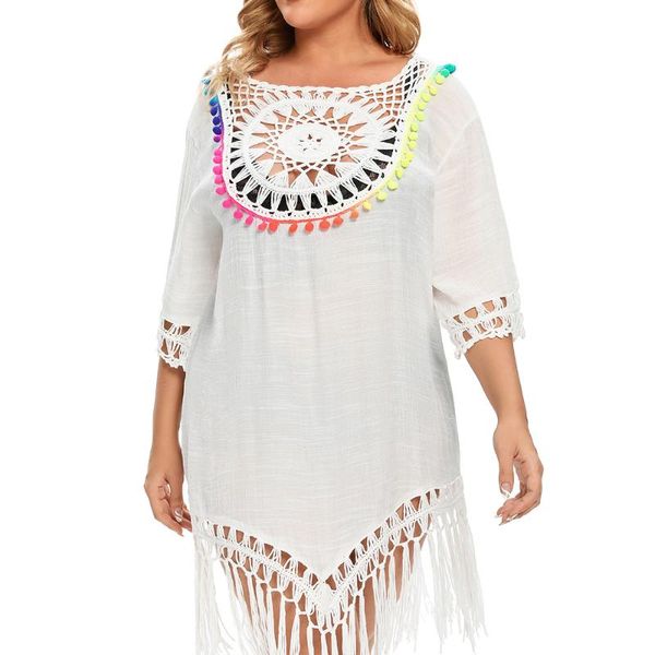 women's swimwear plus size beach dresses for women crochet beachwear white coverup 2021 summer woman bikini cover up ladies xxl, White;black
women's swimwear plus size beach dresses for women crochet beachwear white coverup 2021 summer woman bikini cover up ladies xxl, White;black