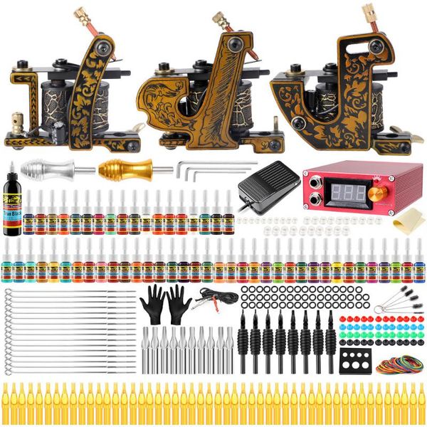 complete professional tattoo machine kit sets 3 machines liner shader machine28 color inks power supply needles grip tip set guns kits
complete professional tattoo machine kit sets 3 machines liner shader machine28 color inks power supply needles grip tip set guns kits