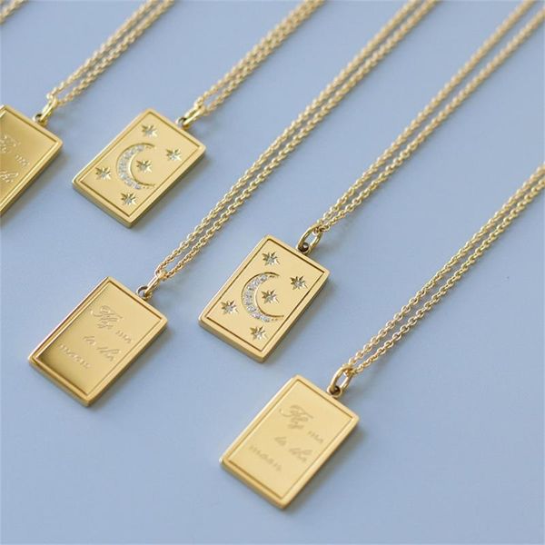 chains hiyong 2021 goth square cubic zircon pendant neckalce stainless steel double side stars moon neckalces women jewelry, Silver
chains hiyong 2021 goth square cubic zircon pendant neckalce stainless steel double side stars moon neckalces women jewelry, Silver