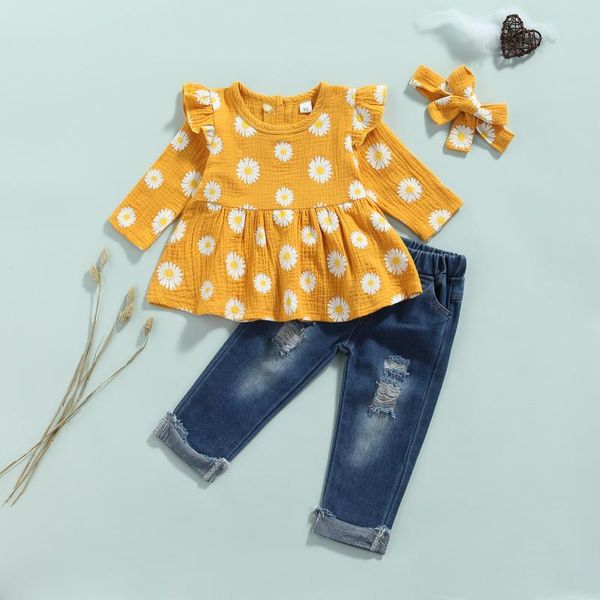 clothing sets autumn fall spring kids baby girls daisy print t-shirt ripped denim pants headband 3pcs children, White
clothing sets autumn fall spring kids baby girls daisy print t-shirt ripped denim pants headband 3pcs children, White