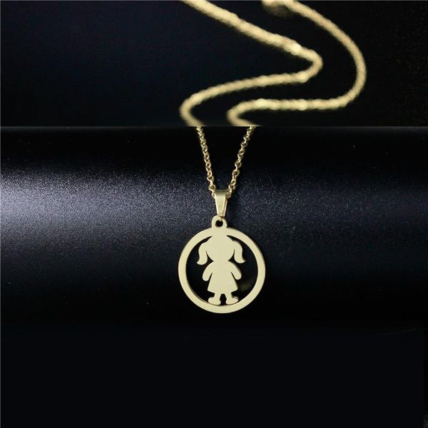 stainless steel small baby girl child character figure in circle round pendant gold chain necklaces women bridal wedding jewelry, Silver
stainless steel small baby girl child character figure in circle round pendant gold chain necklaces women bridal wedding jewelry, Silver
