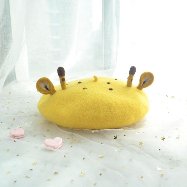 japanese soft sister childlike cute cartoon giraffe beret handmade wool felt hat painter pro-children caps & hats, Yellow
japanese soft sister childlike cute cartoon giraffe beret handmade wool felt hat painter pro-children caps & hats, Yellow