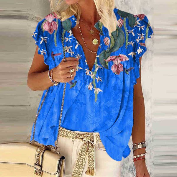 women's blouses & shirts summer v neck loose pullover women vintage floral print blouse fashion butterfly sleeve ruffle w0oi, White
women's blouses & shirts summer v neck loose pullover women vintage floral print blouse fashion butterfly sleeve ruffle w0oi, White