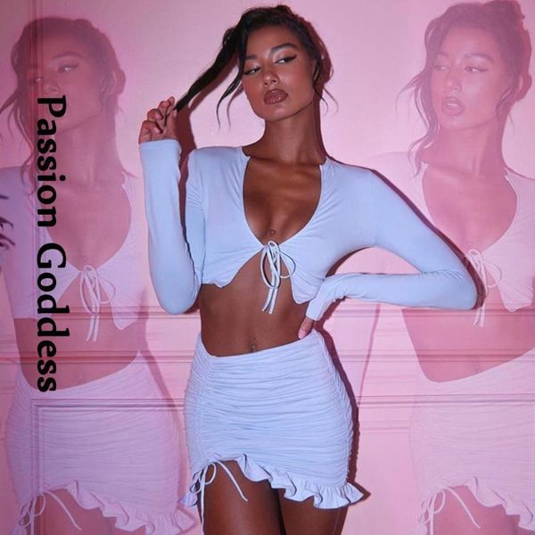 women's tracksuits women party 2 piece sets long sleeve bandage knotted tie crop shirts drawstring ruffles bodycon skirts two suits 202, Gray
women's tracksuits women party 2 piece sets long sleeve bandage knotted tie crop shirts drawstring ruffles bodycon skirts two suits 202, Gray