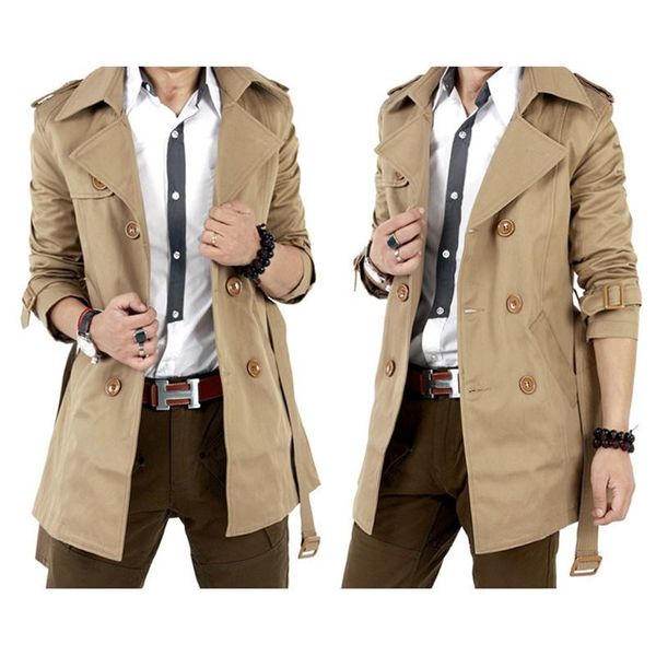 men's trench coats windbreaker mid long autumn and winter korean fashion slim british jacket youth, Tan;black
men's trench coats windbreaker mid long autumn and winter korean fashion slim british jacket youth, Tan;black
