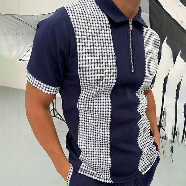 men's polos fashionable shirts summer casual plaid lapel zipper design short sleeve check color block t-shirt, White;black
men's polos fashionable shirts summer casual plaid lapel zipper design short sleeve check color block t-shirt, White;black
