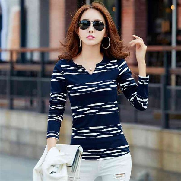 t shirt women long sleeve tshirt woman camisetas mujer striped womens casual t-shirts plus size blue tee shirt femme 210401, White
t shirt women long sleeve tshirt woman camisetas mujer striped womens casual t-shirts plus size blue tee shirt femme 210401, White