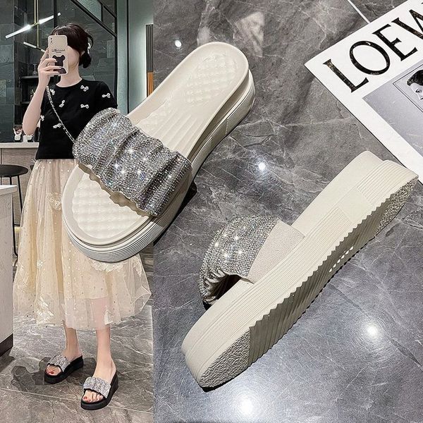 luxury slippers slipper's 2021 summer korean version net red diamond pleated thick sol, Black
luxury slippers slipper's 2021 summer korean version net red diamond pleated thick sol, Black