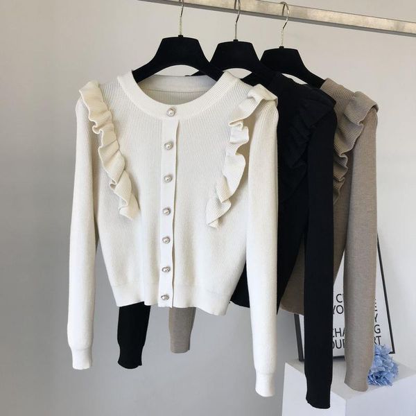 women's sweaters sweet o-neck knit pullovers female pearls button decoration long sleeve jumper solid all-match cropped sweater, White;black
women's sweaters sweet o-neck knit pullovers female pearls button decoration long sleeve jumper solid all-match cropped sweater, White;black