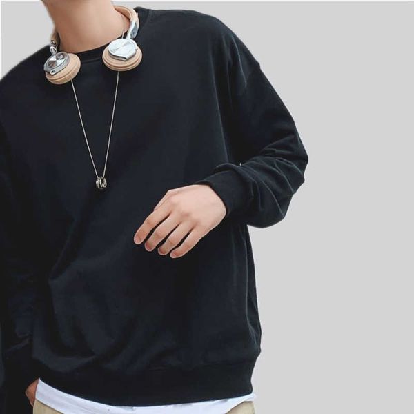 w38) terry round neck new men's loose fall shoulder couple's and sweater women's trend fall shoulder, Black
w38) terry round neck new men's loose fall shoulder couple's and sweater women's trend fall shoulder, Black