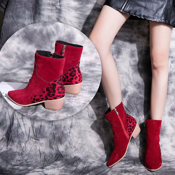 boots fashion women 2021 autumn winter thick heel shoes retro flock leopard splicing short cool party booties mujer, Black
boots fashion women 2021 autumn winter thick heel shoes retro flock leopard splicing short cool party booties mujer, Black