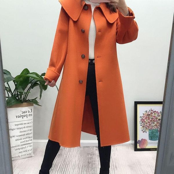 women's wool & blends women 2021 autumn winter double-faced cashmere coat female casual long overcoat ladies elegant warm woolen jacket, Black
women's wool & blends women 2021 autumn winter double-faced cashmere coat female casual long overcoat ladies elegant warm woolen jacket, Black
