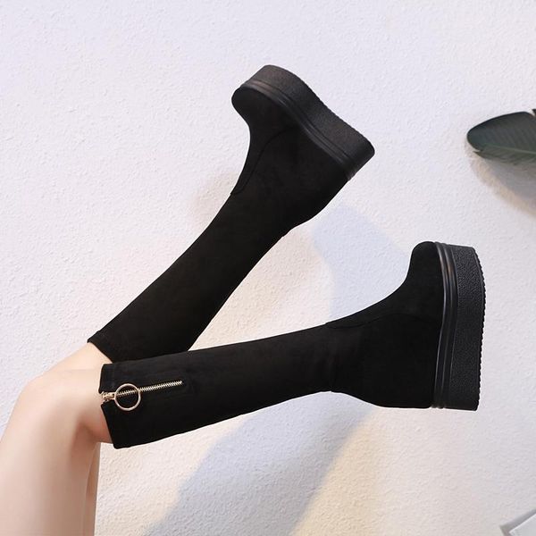 boots charm2021 12cm slope super heel shoes with thick soles and high small tall tube plush elastic fashionable women's, Black
boots charm2021 12cm slope super heel shoes with thick soles and high small tall tube plush elastic fashionable women's, Black