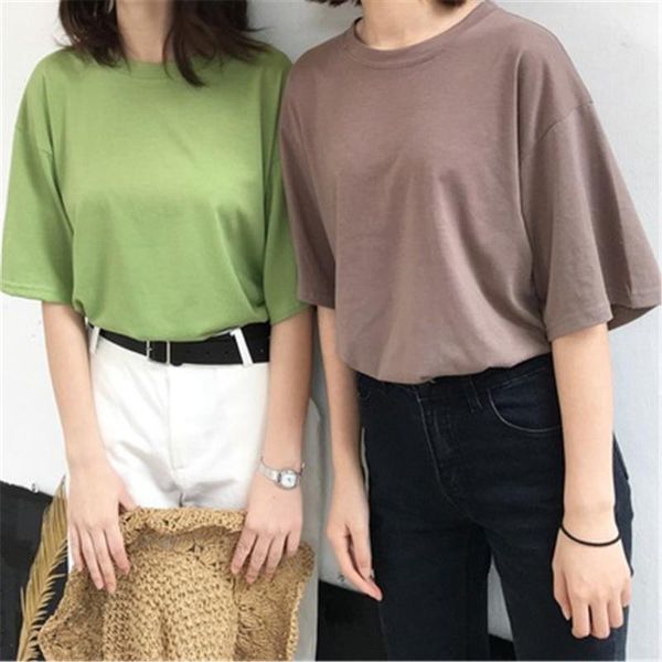 women's t-shirt casual short sleeve o-neck tshirt solid color t shirts 2021 korean women t-shirts summer fashion woman cotton tees, White
women's t-shirt casual short sleeve o-neck tshirt solid color t shirts 2021 korean women t-shirts summer fashion woman cotton tees, White