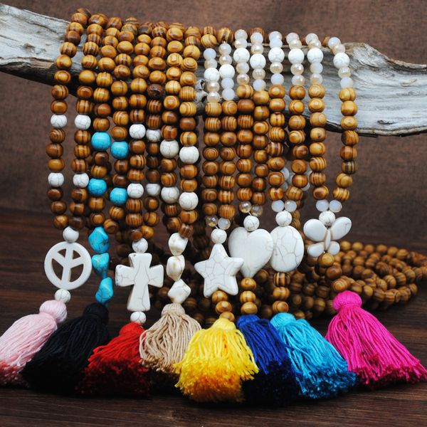 vintage natural round wooden bead long sweater chain necklace handmade national peace cross star bohemian tassel pendant women's jewelr, Silver
vintage natural round wooden bead long sweater chain necklace handmade national peace cross star bohemian tassel pendant women's jewelr, Silver