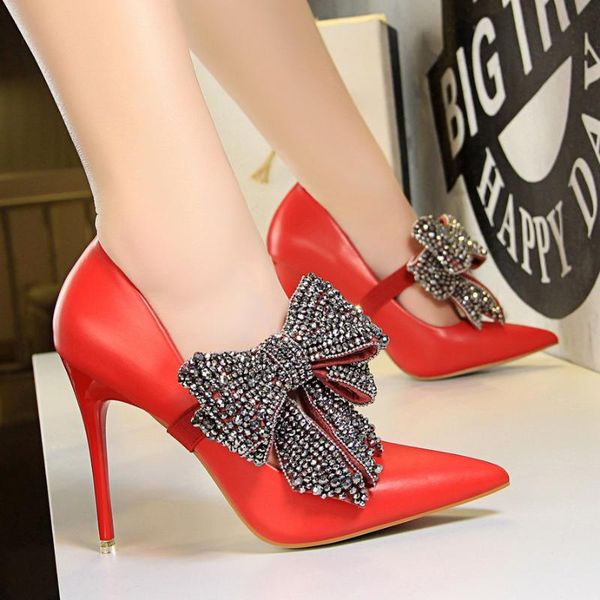 dress shoes women high heels luxury design crystal bow pumps pointed toe stiletto red ladies wedding party zapatos mujer, Black
dress shoes women high heels luxury design crystal bow pumps pointed toe stiletto red ladies wedding party zapatos mujer, Black