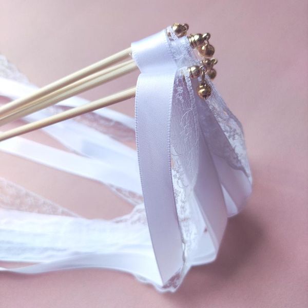 party decoration 50pcs white lace ribbon wedding wands with gold bell 20pcs fairy stick twirling streamers prop
party decoration 50pcs white lace ribbon wedding wands with gold bell 20pcs fairy stick twirling streamers prop