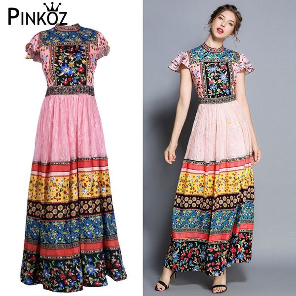 arrival designer runway long maxi women dress summer chiffon patchwork lace printed floral short sleeve slim 210421, White
arrival designer runway long maxi women dress summer chiffon patchwork lace printed floral short sleeve slim 210421, White