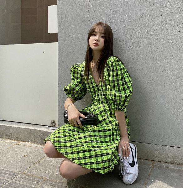 dress green check cotton summer , ball sleeve, v-neck, big skirt, korea, 2021, Black;gray
dress green check cotton summer , ball sleeve, v-neck, big skirt, korea, 2021, Black;gray