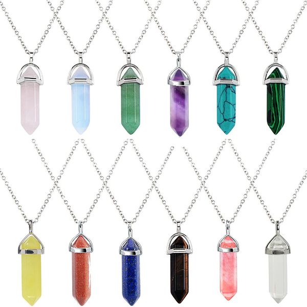 nature stone crystal necklace hexagonal bullet natural stone necklace pendant women jewrly, Silver
nature stone crystal necklace hexagonal bullet natural stone necklace pendant women jewrly, Silver