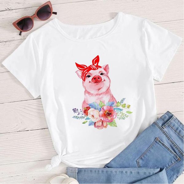 women's t-shirt retro red bandana pig tshirt women casual flower exquisite streetwear short sleeve harajuku personalized soothing cloth, White
women's t-shirt retro red bandana pig tshirt women casual flower exquisite streetwear short sleeve harajuku personalized soothing cloth, White
