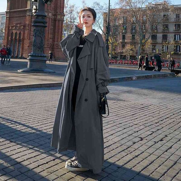 women's trench coats korean style loose oversized x-long coat double-breasted belted lady cloak windbreaker spring fall outerwear grey, Tan;black
women's trench coats korean style loose oversized x-long coat double-breasted belted lady cloak windbreaker spring fall outerwear grey, Tan;black