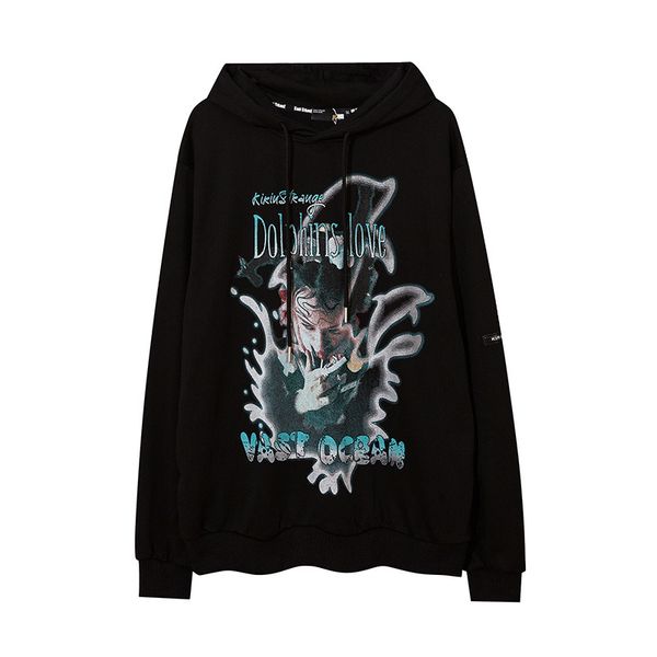 high street fashion brand hooded large sweater image printed long sleeve pullover men's and women's casual hoodie coat, Black
high street fashion brand hooded large sweater image printed long sleeve pullover men's and women's casual hoodie coat, Black