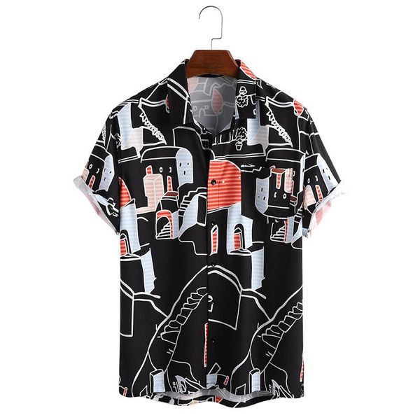men's casual shirts 2021 short-sleeved black summer slim-fit youth lapel cotton shirt men short sleeves abstract printed, White;black
men's casual shirts 2021 short-sleeved black summer slim-fit youth lapel cotton shirt men short sleeves abstract printed, White;black