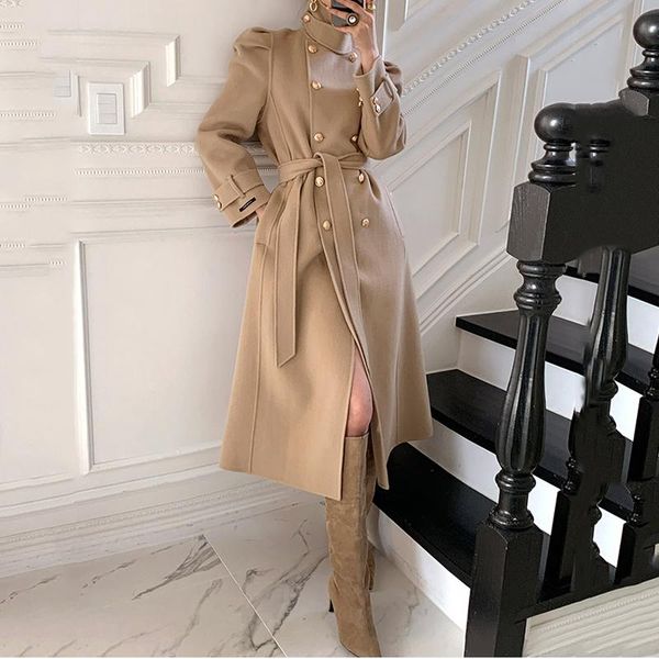 women's wool & blends women woolen coat loose long 2021 winter female solid cardigan double-breasted all match noble gentle office lady, Black
women's wool & blends women woolen coat loose long 2021 winter female solid cardigan double-breasted all match noble gentle office lady, Black