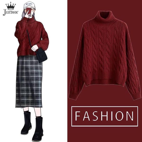 women's sweaters 2021winter cashmere sweater korean style warm turtelneck knitted solid casual basic loose fashion pullover, White;black
women's sweaters 2021winter cashmere sweater korean style warm turtelneck knitted solid casual basic loose fashion pullover, White;black