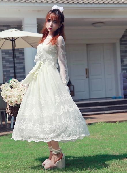 casual dresses princess sweet lolita dress bobon21 early autumn lady lace gown fake two piece long sleeve fairy white yarn d1252, Black;gray
casual dresses princess sweet lolita dress bobon21 early autumn lady lace gown fake two piece long sleeve fairy white yarn d1252, Black;gray