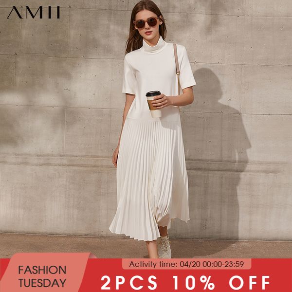 amii minimalism fashion new womens summer dress causal solid stand collar pleated calf-length dress for women 12180001, Black;gray
amii minimalism fashion new womens summer dress causal solid stand collar pleated calf-length dress for women 12180001, Black;gray