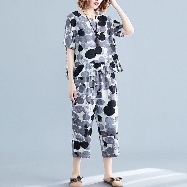 women's two piece pants women 2021 summer retro printed two-piece sets female ruffled pullover ladies high waist loose harem suits u10, White
women's two piece pants women 2021 summer retro printed two-piece sets female ruffled pullover ladies high waist loose harem suits u10, White