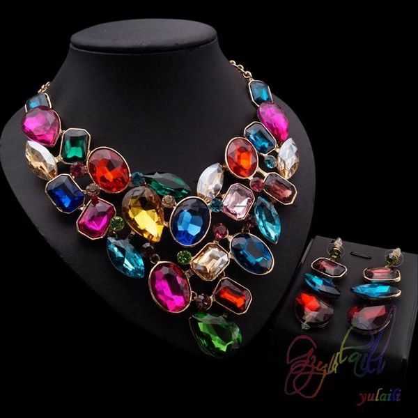 earrings & necklace mix color big stones jewelry colorful crystal jewellery set wedding sets, Silver
earrings & necklace mix color big stones jewelry colorful crystal jewellery set wedding sets, Silver