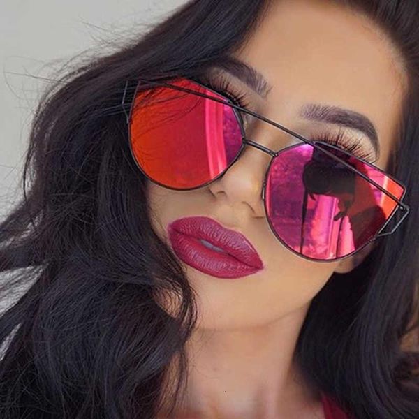 sunglasses cat eye women's brand designer metal color reflective women retro gafas, White;black
sunglasses cat eye women's brand designer metal color reflective women retro gafas, White;black